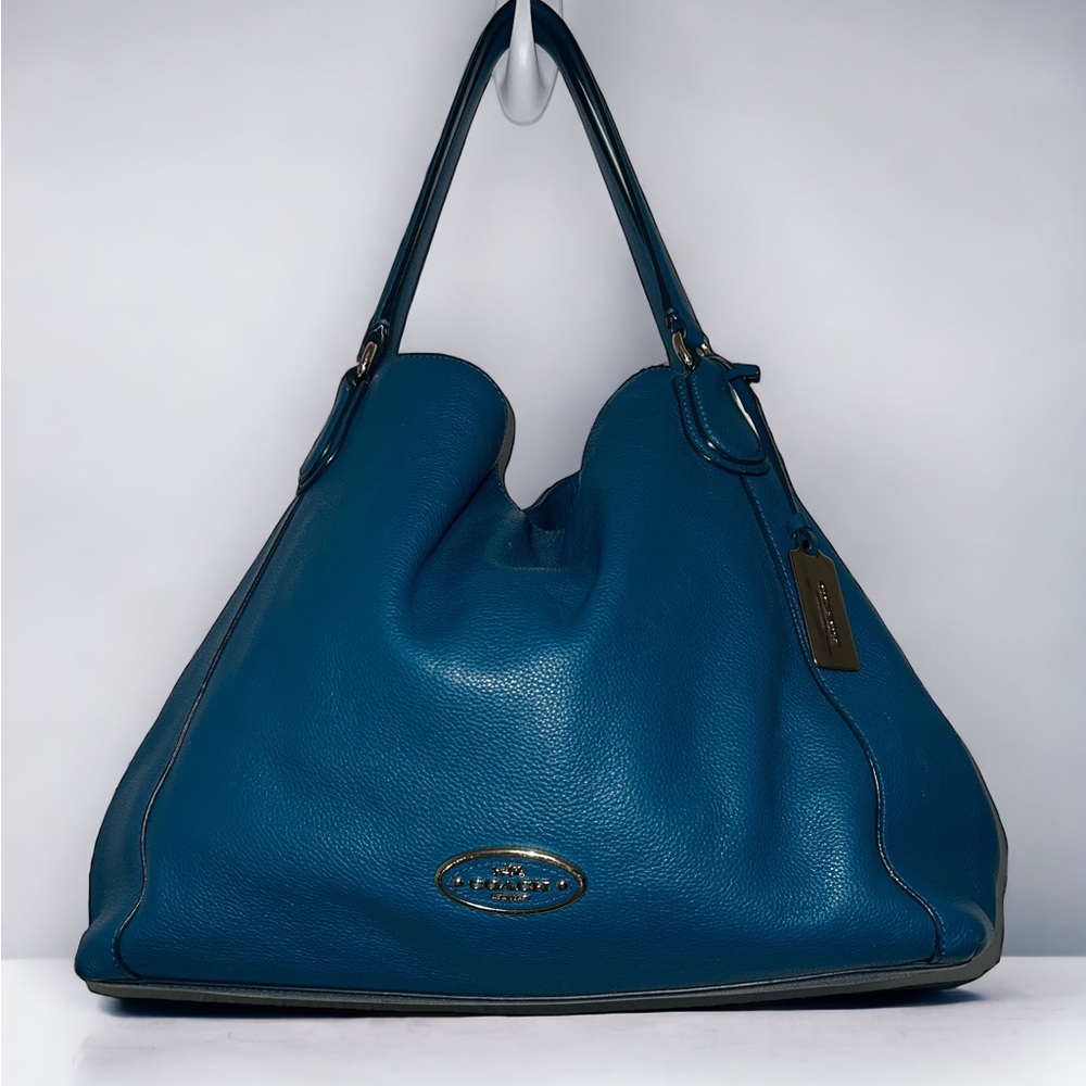Coach Beautiful Blue Leather Tote Bag With Matching Long Wallet Nwot - Picture 1 of 16